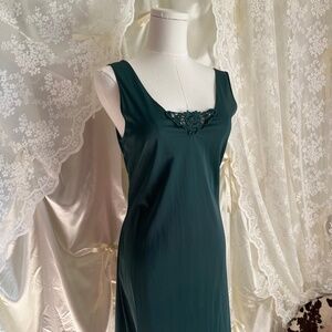 Hunter Green Nylon Nightgown Slip Dress